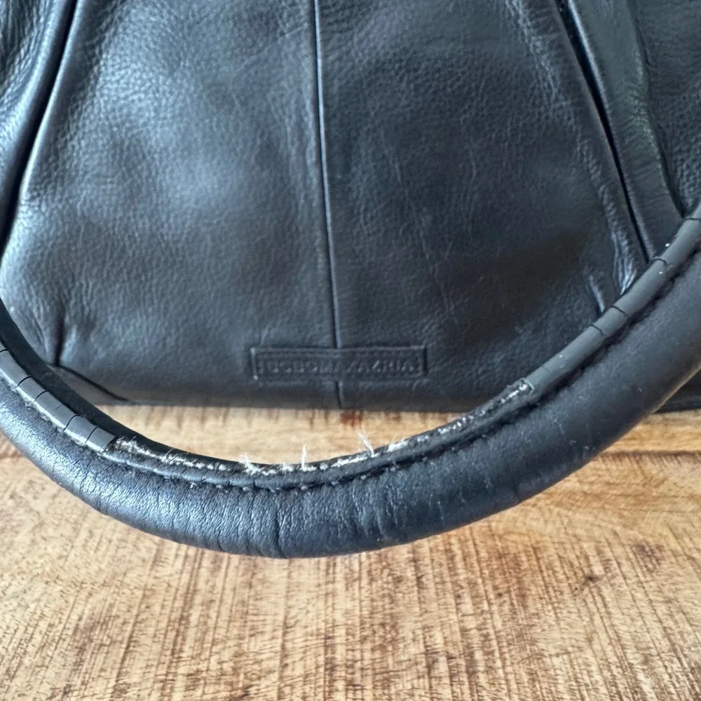 BCBG Max Azria Genuine Leather Purse/Satchel Black Pleated